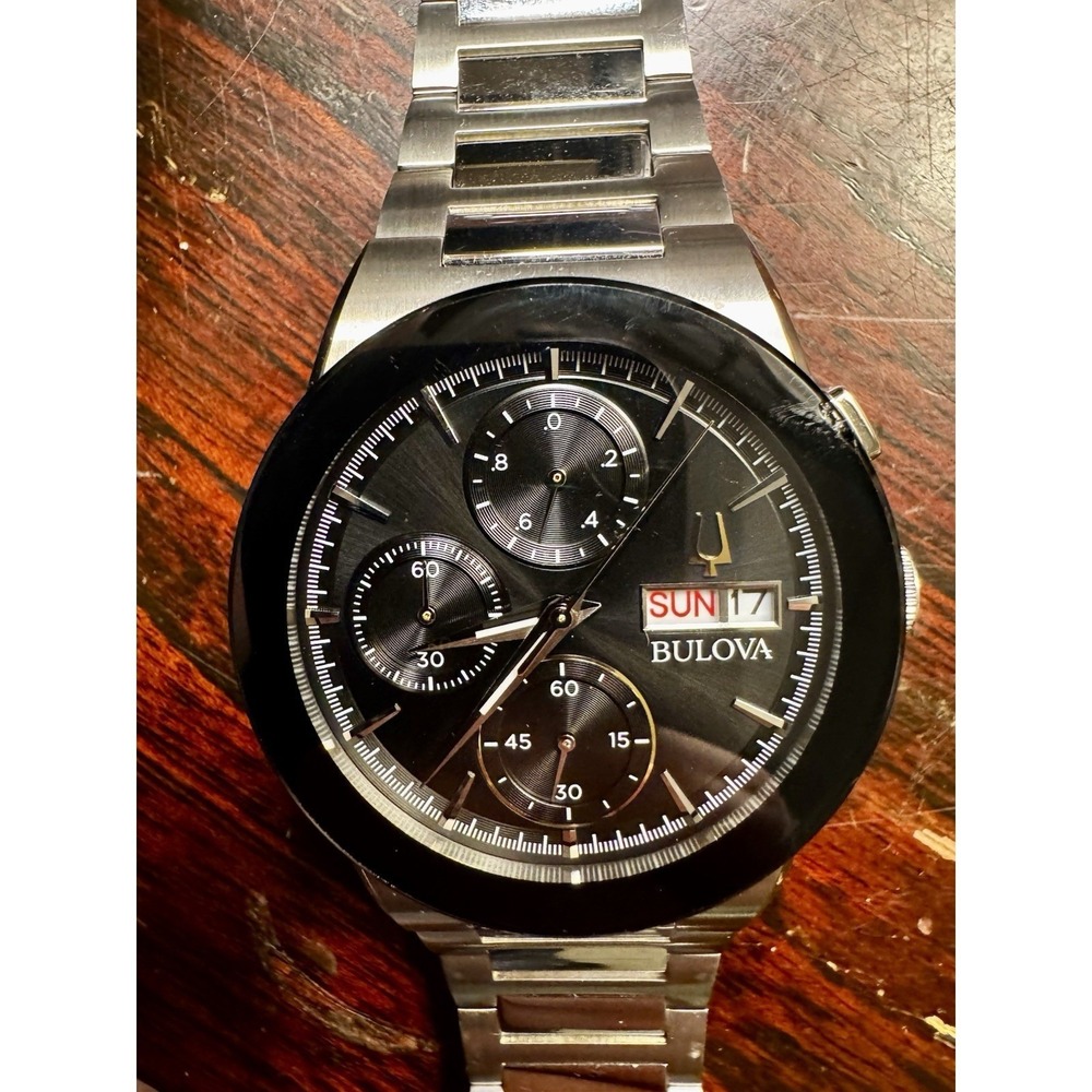 Bulova Men's Millennia Chronograph Day Date Quartz Silver Watch 41MM 96C149